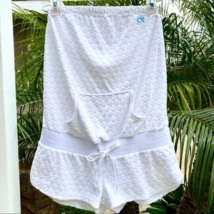 OP Strapless Romper White Terrycloth Shorts Medium